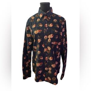 Express Corduroy Flower Button Down Shirt M EUC